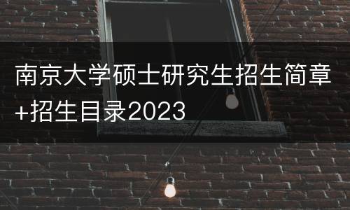 南京大学硕士研究生招生简章+招生目录2023