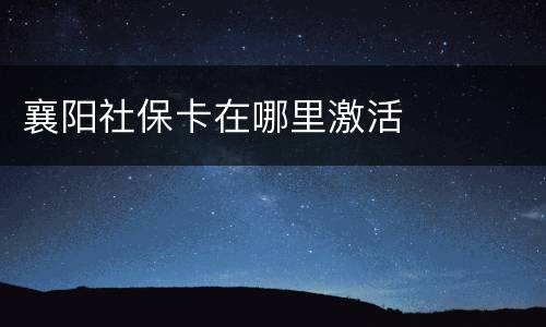 襄阳社保卡在哪里激活