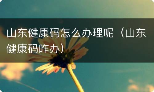 山东健康码怎么办理呢（山东健康码咋办）