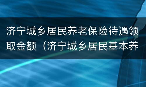 济宁城乡居民养老保险待遇领取金额（济宁城乡居民基本养老保险）