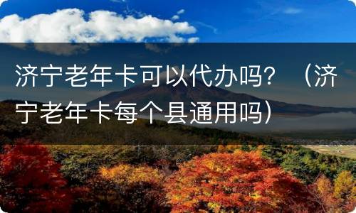 济宁老年卡可以代办吗？（济宁老年卡每个县通用吗）