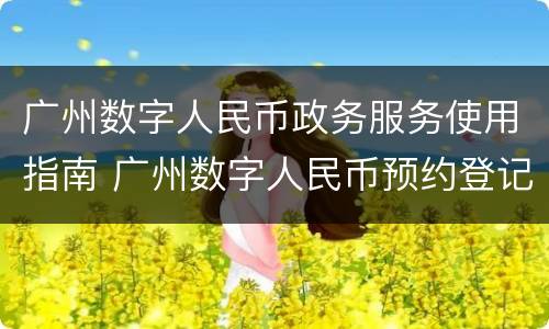 广州数字人民币政务服务使用指南 广州数字人民币预约登记
