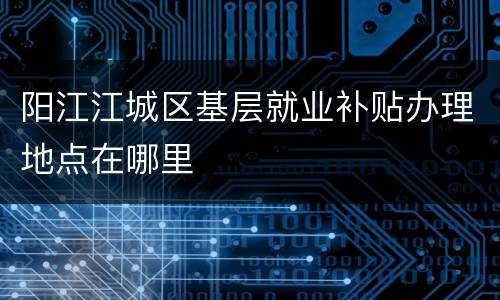 阳江江城区基层就业补贴办理地点在哪里
