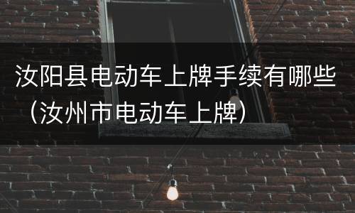 汝阳县电动车上牌手续有哪些（汝州市电动车上牌）