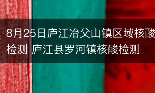 8月25日庐江冶父山镇区域核酸检测 庐江县罗河镇核酸检测