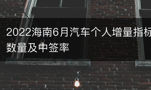 2022海南6月汽车个人增量指标数量及中签率