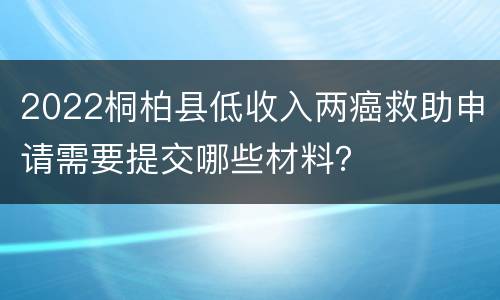 2022桐柏县低收入两癌救助申请需要提交哪些材料？