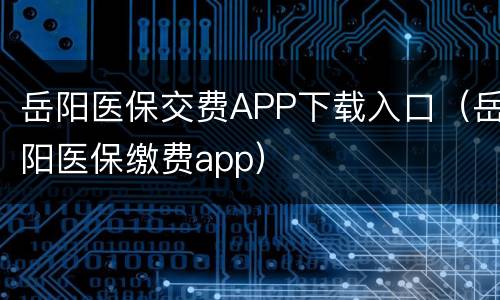 岳阳医保交费APP下载入口（岳阳医保缴费app）