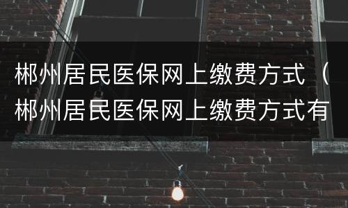 郴州居民医保网上缴费方式（郴州居民医保网上缴费方式有几种）