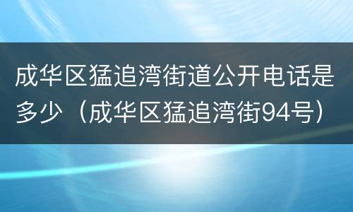 成华区猛追湾街道公开电话是多少（成华区猛追湾街94号）