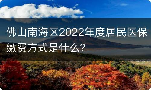 佛山南海区2022年度居民医保缴费方式是什么？