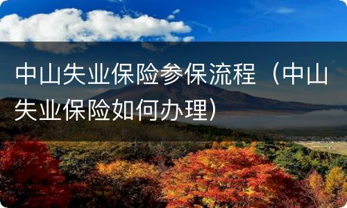 中山失业保险参保流程（中山失业保险如何办理）