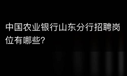 中国农业银行山东分行招聘岗位有哪些？