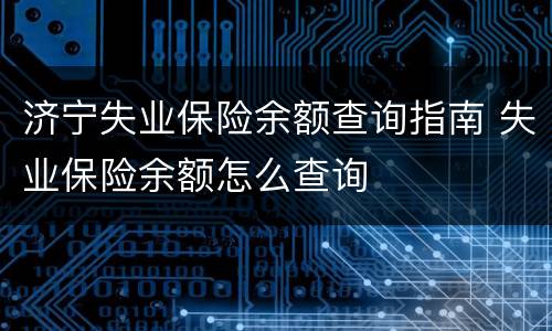 济宁失业保险余额查询指南 失业保险余额怎么查询