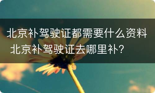 北京补驾驶证都需要什么资料 北京补驾驶证去哪里补?