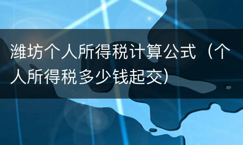 潍坊个人所得税计算公式（个人所得税多少钱起交）