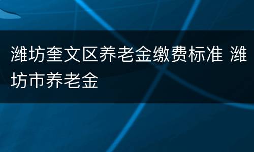 潍坊奎文区养老金缴费标准 潍坊市养老金