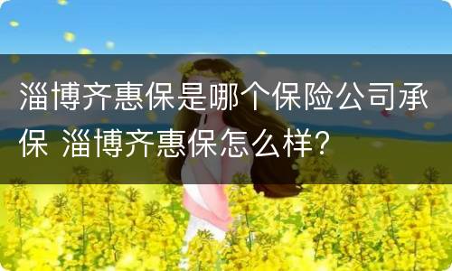 淄博齐惠保是哪个保险公司承保 淄博齐惠保怎么样?