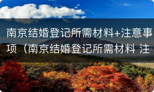 南京结婚登记所需材料+注意事项（南京结婚登记所需材料 注意事项清单）