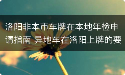 洛阳非本市车牌在本地年检申请指南 异地车在洛阳上牌的要求