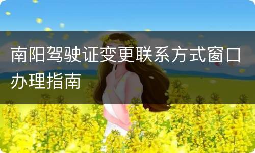 南阳驾驶证变更联系方式窗口办理指南