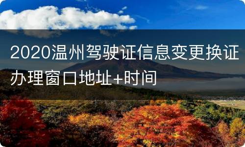 2020温州驾驶证信息变更换证办理窗口地址+时间