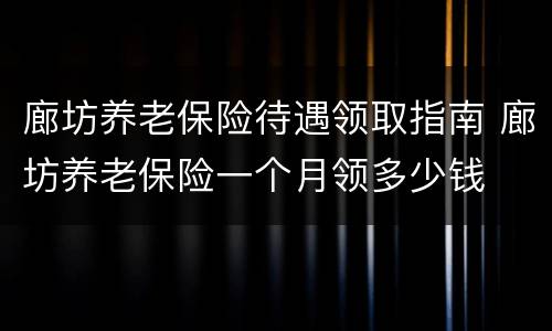 廊坊养老保险待遇领取指南 廊坊养老保险一个月领多少钱