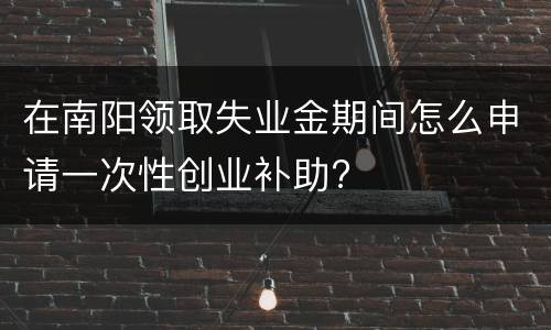 在南阳领取失业金期间怎么申请一次性创业补助?