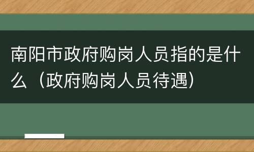 南阳市政府购岗人员指的是什么（政府购岗人员待遇）