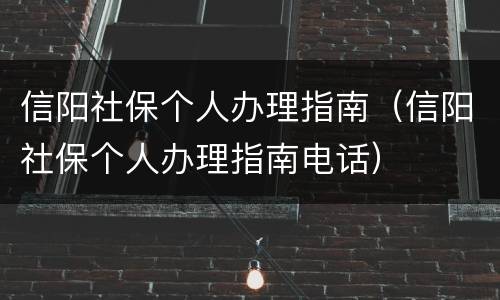 信阳社保个人办理指南（信阳社保个人办理指南电话）