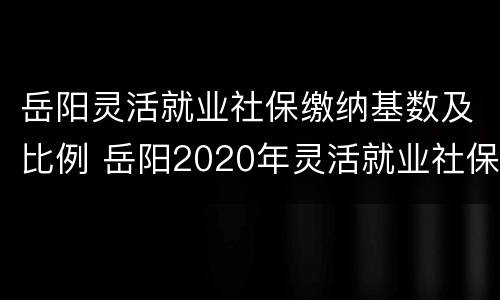 岳阳灵活就业社保缴纳基数及比例 岳阳2020年灵活就业社保缴费标准