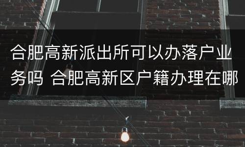 合肥高新派出所可以办落户业务吗 合肥高新区户籍办理在哪里