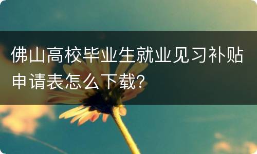 佛山高校毕业生就业见习补贴申请表怎么下载？