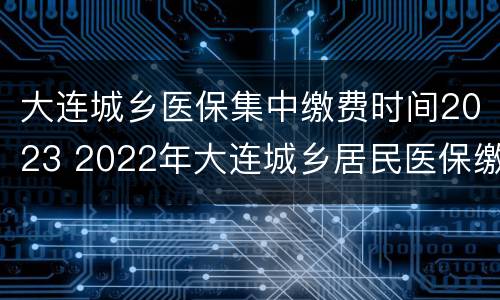 大连城乡医保集中缴费时间2023 2022年大连城乡居民医保缴费时间
