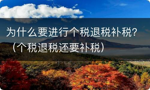 为什么要进行个税退税补税？（个税退税还要补税）