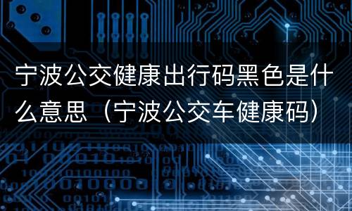 宁波公交健康出行码黑色是什么意思（宁波公交车健康码）
