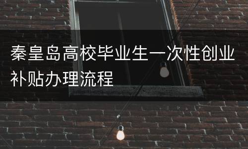 秦皇岛高校毕业生一次性创业补贴办理流程