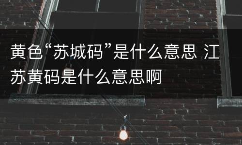黄色“苏城码”是什么意思 江苏黄码是什么意思啊