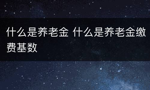 什么是养老金 什么是养老金缴费基数