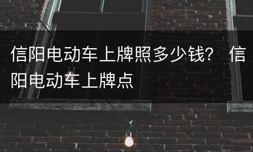信阳电动车上牌照多少钱？ 信阳电动车上牌点