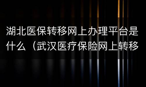 湖北医保转移网上办理平台是什么（武汉医疗保险网上转移）