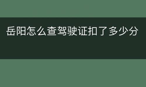 岳阳怎么查驾驶证扣了多少分