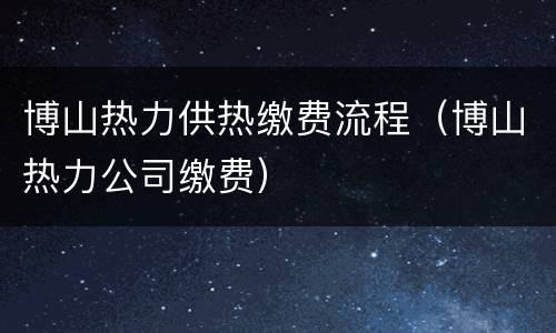 博山热力供热缴费流程（博山热力公司缴费）
