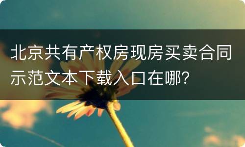 北京共有产权房现房买卖合同示范文本下载入口在哪？