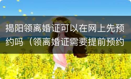 揭阳领离婚证可以在网上先预约吗（领离婚证需要提前预约吗）