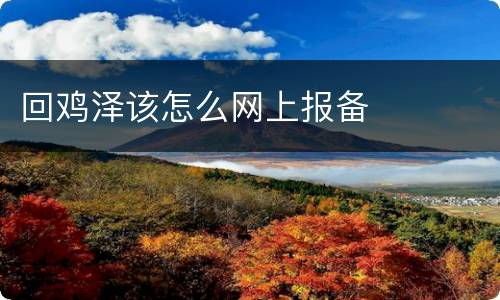 回鸡泽该怎么网上报备