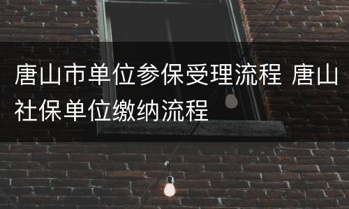 唐山市单位参保受理流程 唐山社保单位缴纳流程