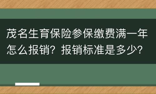 茂名生育保险参保缴费满一年怎么报销？报销标准是多少？