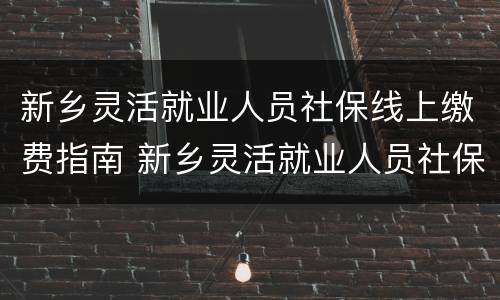 新乡灵活就业人员社保线上缴费指南 新乡灵活就业人员社保线上缴费指南