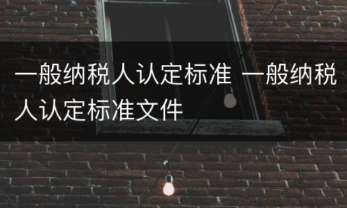 一般纳税人认定标准 一般纳税人认定标准文件
